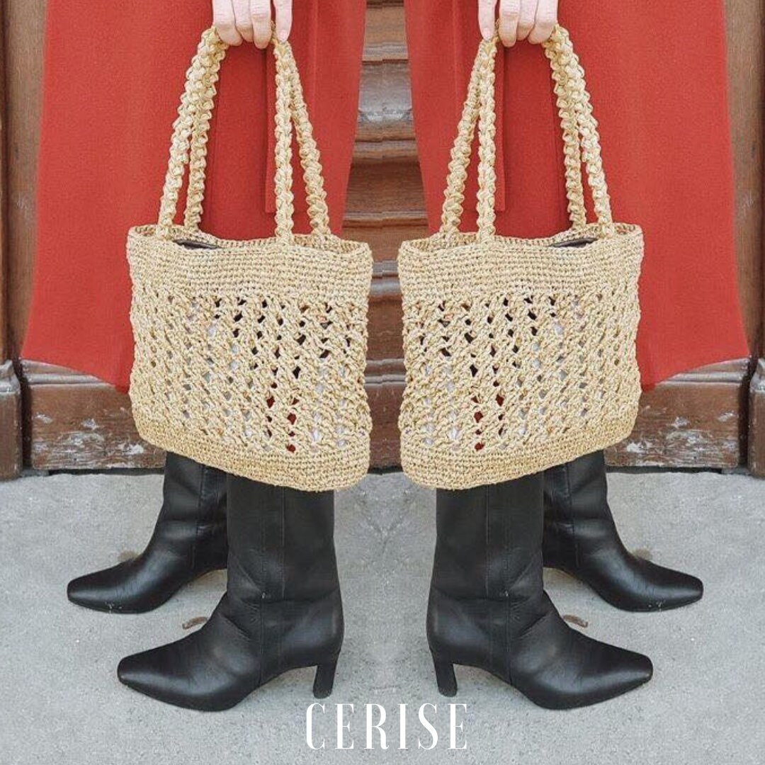 Brigitte Handmade French Raffia Basket Bag Bucket Bag Jane