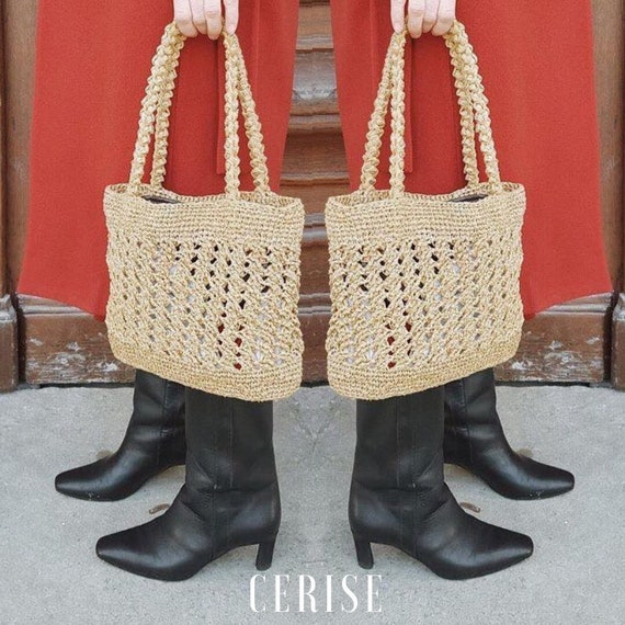 Brigitte Handmade French Raffia Basket Bag Bucket Bag Jane Birkin Basket