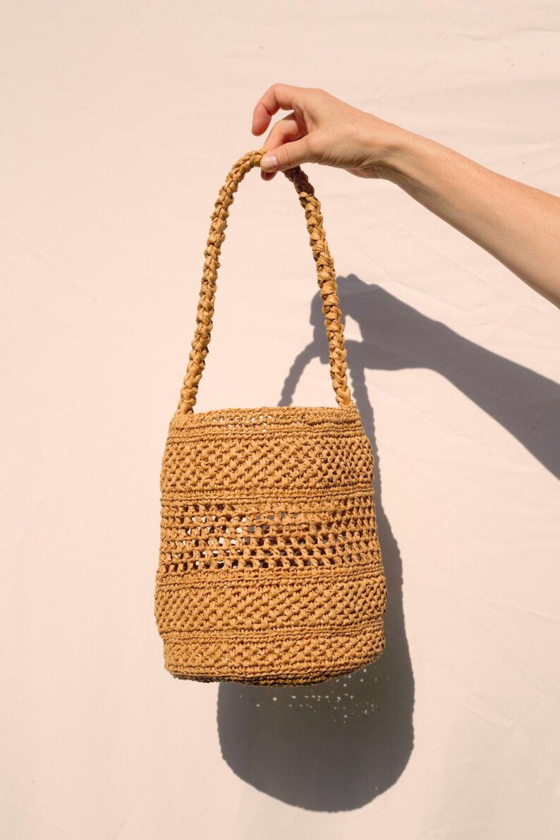 Gabrielle Handmade French Raffia Basket Bag Bucket Bag Jane Birkin Basket image 3
