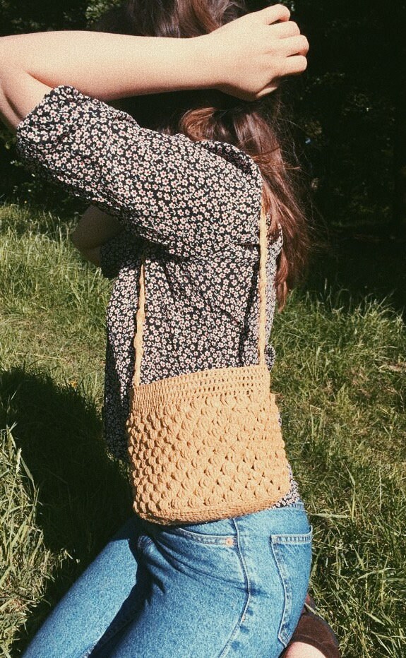 PDF PATTERN Crochet Raffia Bag Straw Basket French Bag Bucket Bag Easy beginner