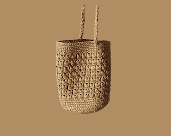 PDF PATTERN Crochet Raffia Bucket Bag  French Market Bag Straw Easy Crochet Pattern