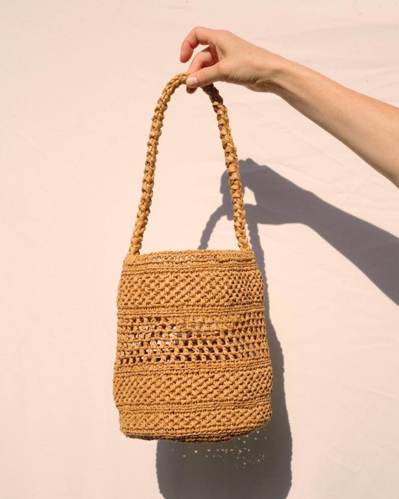 Gabrielle Handmade French Raffia Basket Bag Bucket Bag Jane Birkin Basket image 6