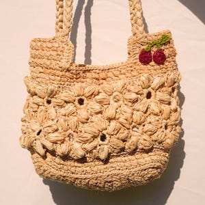 SYLVIE raffia crochet basket bag market tote market shoulder bag Parisian aesthetic French girl look Scandinavian vanilla style Matilda