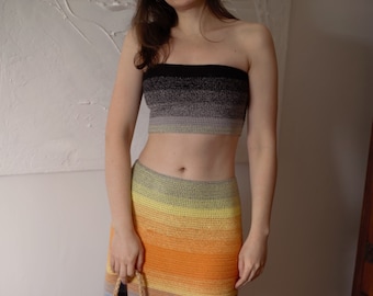 Conjunto de falda y top corto de crochet Patrón de crochet PDF fácil para principiantes