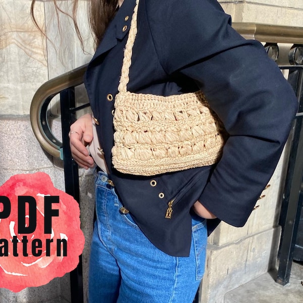 PDF Modèle de sac baguette au crochet Sac en raphia Panier français Cabas Maket