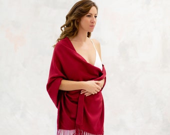 Chal de dama de honor de pashmina rojo baya extra suave de alta calidad
