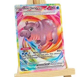 Moo Deng Illustration spéciale pères rares carte Pokemon anniversaire proposition Invitation cadeau joyeux anniversaire mariage fiançailles mariée marié