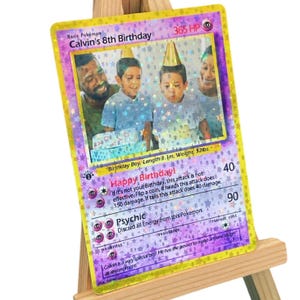 Personalisierte Pokemon PSYCHIC Sammelkarte Jahrestag Vorschlag Einladung Geburtstag Hochzeit Vatertag Verlobung Braut Bräutigam TKG Him / Sie