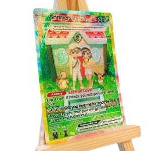 Illustration spéciale rare anniversaire fête des pères carte Pokemon proposition Invitation cadeau joyeux anniversaire mariage fiançailles TCG mariée marié