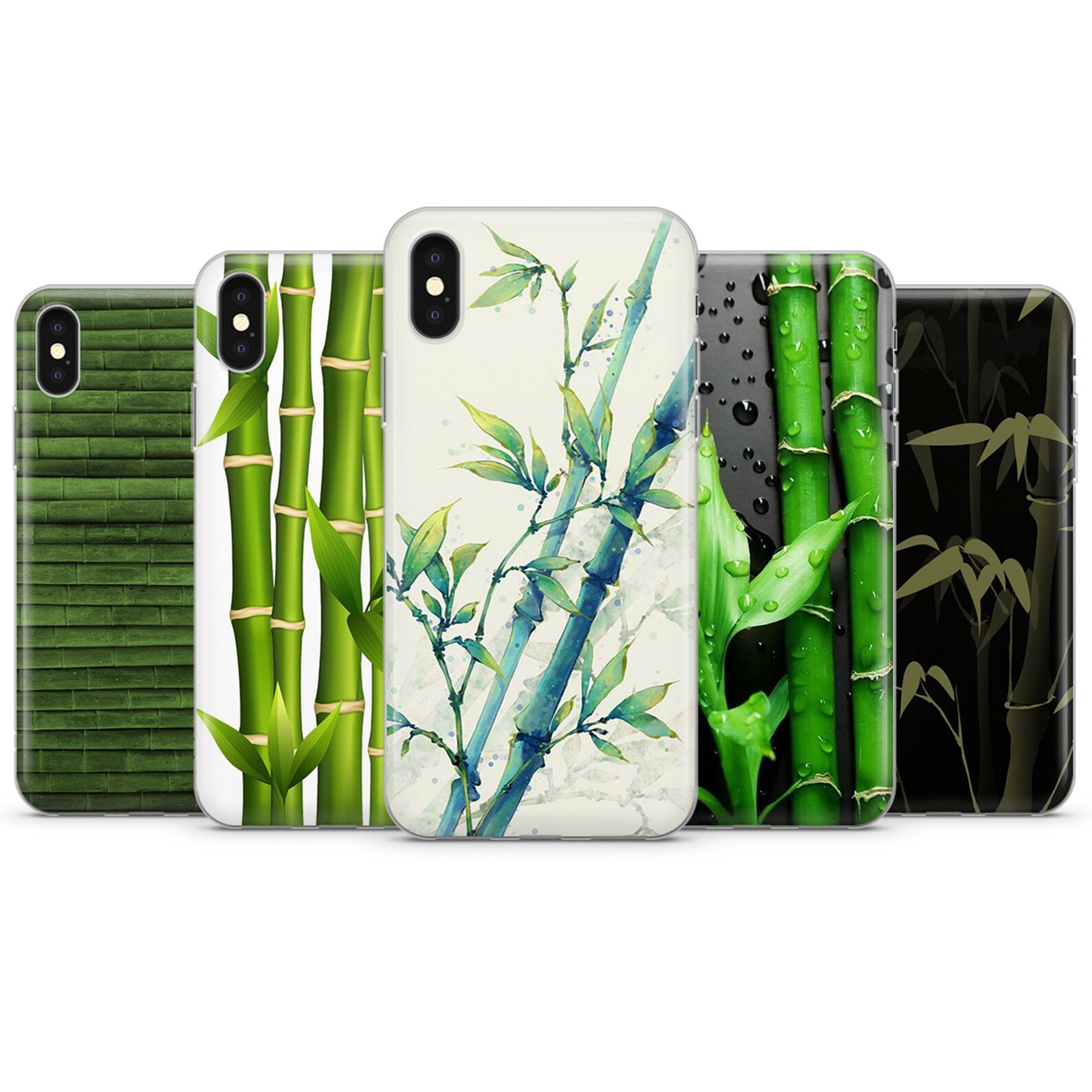 Green bamboo phone case beautiful cover for iPhone 8 11 X Etsy