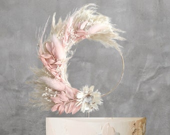 Rustic Dried Flower Cake Topper: Wedding Birthday Cake Decor