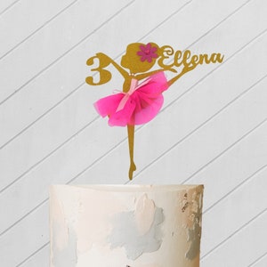 Custom Ballerina cake topper, birthday topper,personalised cake topper,  name and any age topper, glitter cake topper ballerina birthday