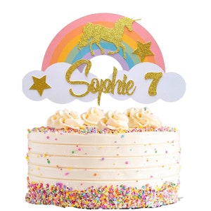 Unicorn Cake Topper, Decorazione della torta unicorno d'oro fatta