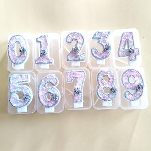 Glitter Number Birthday Candle: Silver & Pink Sequin Cake Topper