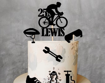 Bicycle bundle cake topper, personalised cyclist cake topper, cycle cake topper, birthday cake topper, personalised cake topper