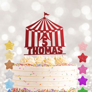 Custom Circus cake topper, personalised circus cake topper, any name cake topper, any age cake topper, Circus party and invite