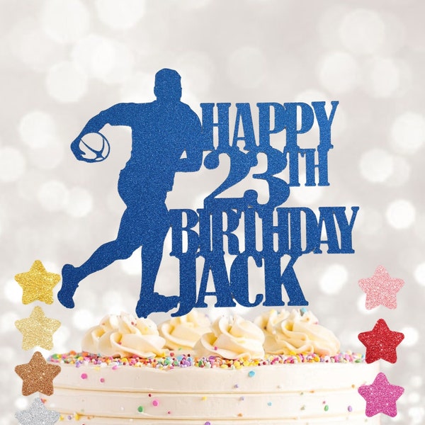 Décoration de gâteau rugby, décoration de gâteau d'anniversaire, décoration de gâteau personnalisée, tous les noms ou tous les âges