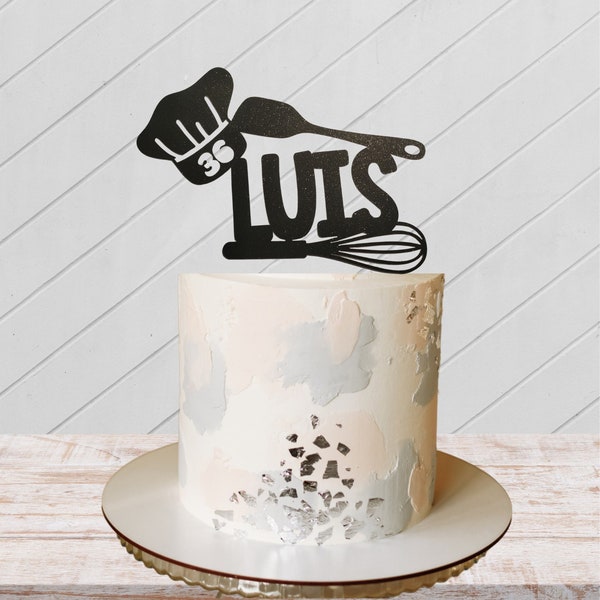 Customs chef cake topper, cake decoration, birthday cake topper, custom birthday cake topper