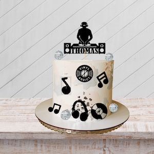 Custom DJ Bundle Cake Topper, Musik Disc, Musiker Night Club Disco, Party Music Birthday, Geburtstagskuchendekoration, DJ Dekoration