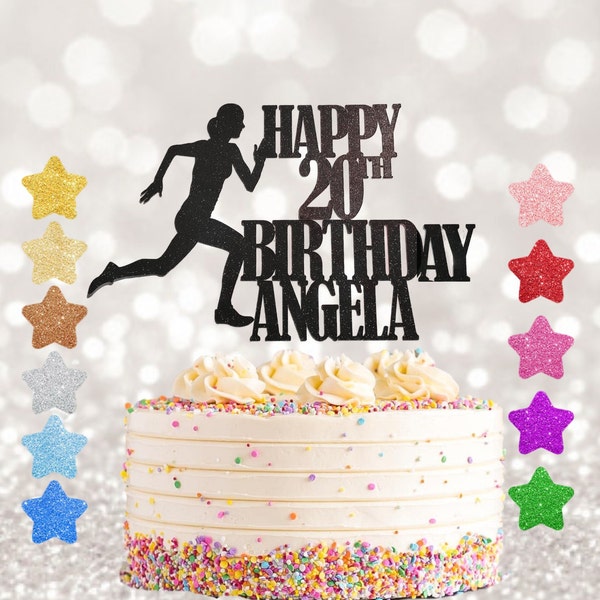 Runner cake topper, personalised cake topper, Runner cake decoration, any name and age cake topper, birthday cake topper