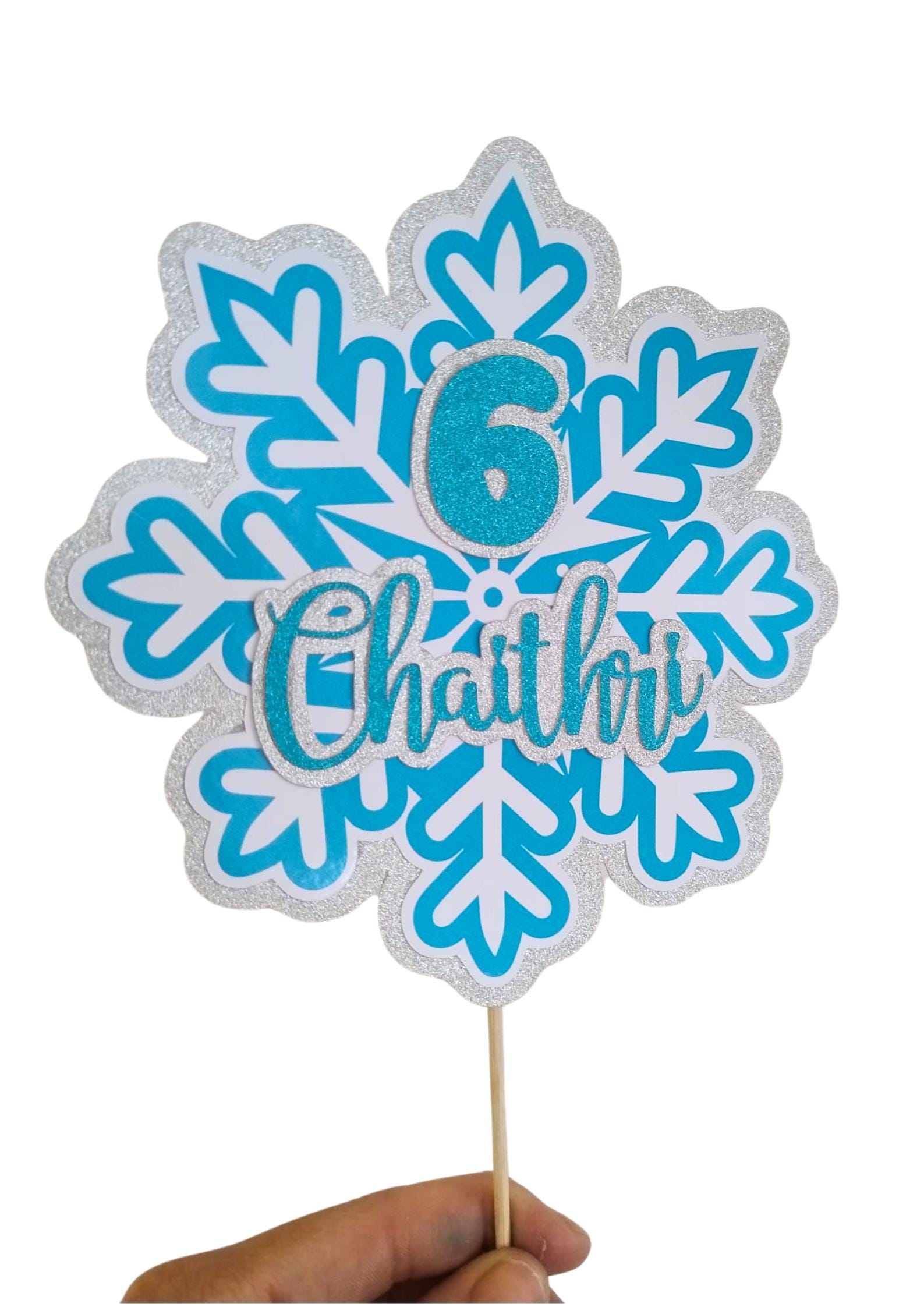 Schneeflocken Cake Topper "Happy Birthday" – Glitzer-Dekoration Für Winter- & Frozen-Partys