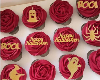 Glad Halloween-muffinsdekorationer: Spöklika festdekorationer (set om 6)
