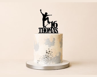 Personalized Skateboard Birthday Cake Topper: Custom Name & Age