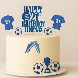 Personalised Football Cake Topper Set Bundle Name Age Shirt Custom Glitter Birthday Decoration Soccer Theme Party Insert Football Fans