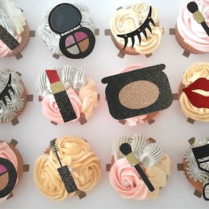 Makeup Cupcake Toppers: Birthday Party Decorations