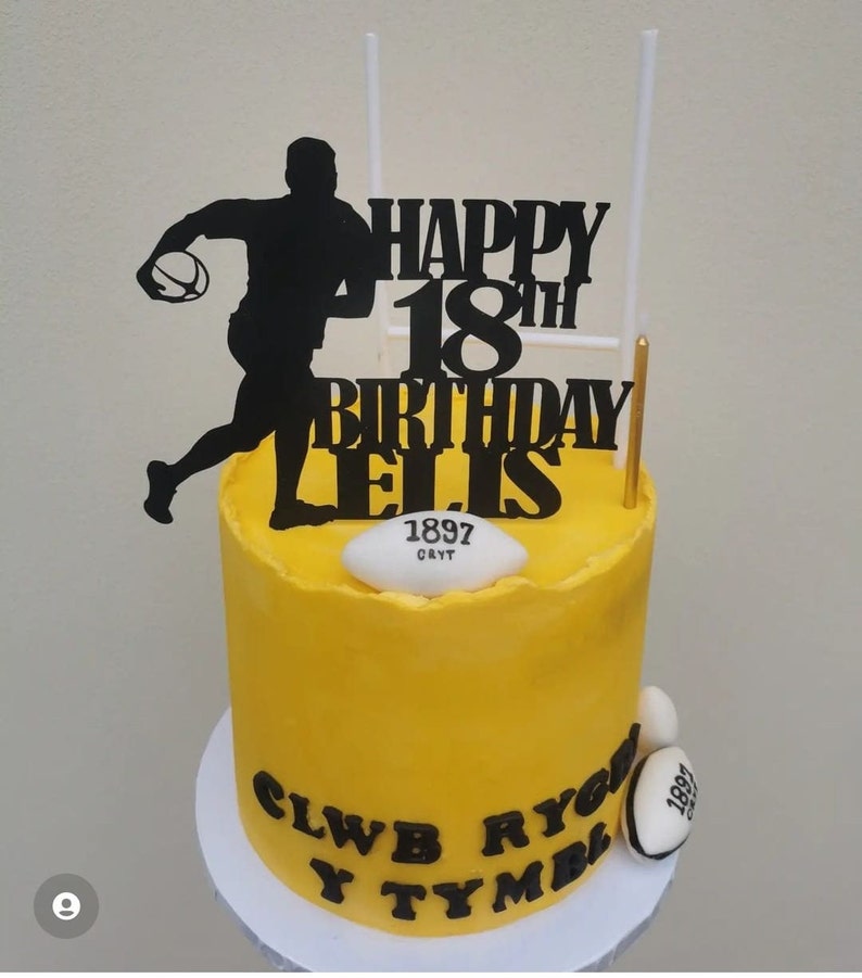 Rugby Cake Topper Birthday Cake Topper Personalised Cake Etsy