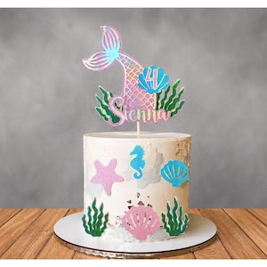 mermaid cake topper, mermaid party decor, under sea theme, girls birthday kit, ocean celebration, pastel party set, kids birthday decor, mermaid supplies, birthday banner set, party tableware, nautical theme, sea life decor, iridescent party, kids celebration, themed party kit