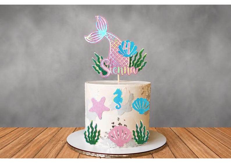 mermaid cake topper, mermaid party decor, under sea theme, girls birthday kit, ocean celebration, pastel party set, kids birthday decor, mermaid supplies, birthday banner set, party tableware, nautical theme, sea life decor, iridescent party, kids celebration, themed party kit