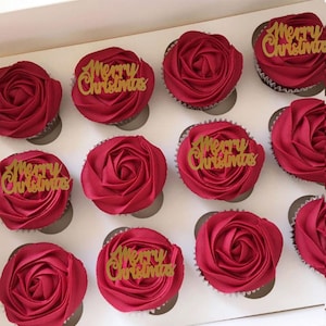 10 pcs Merry Christmas cupcake toppers, cupcake toppers glitter cupcake decoration, holiday party decor, festive party decor