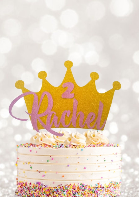 Cakeshop Personalisierter Kuchenaufsatz – Mit Glitzer, Beliebiger Name & Alter, Z.B. Prinzessinnenkrone, In 14 Farben