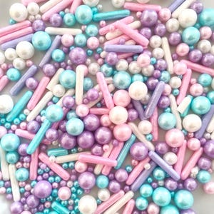 Pastel Sprinkles Mix Pink Purple Blue Love Cake Topping Heart Sprinkles for Cupcakes Cookies Birthday Cake Decoration