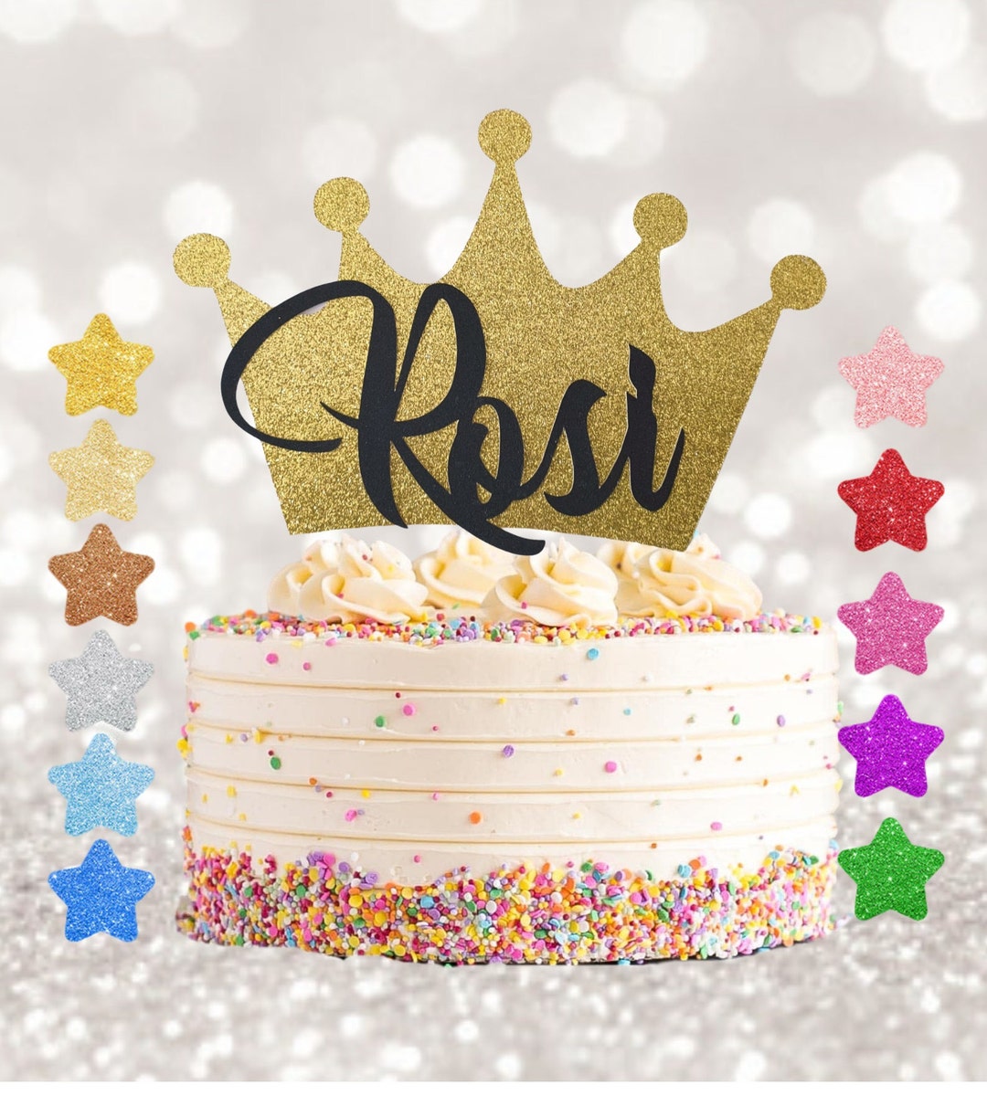 Personalised Crown Topper, Princess Crown Topper, Any Name Cake Tooper ...