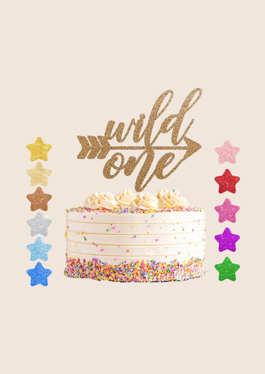 Glitter Wild One Cake Topper: First Birthday Party Decoration - Etsy