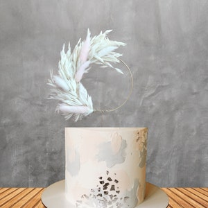 Boho Dried Flower Cake Topper: Bunny Tails Wedding Decoration