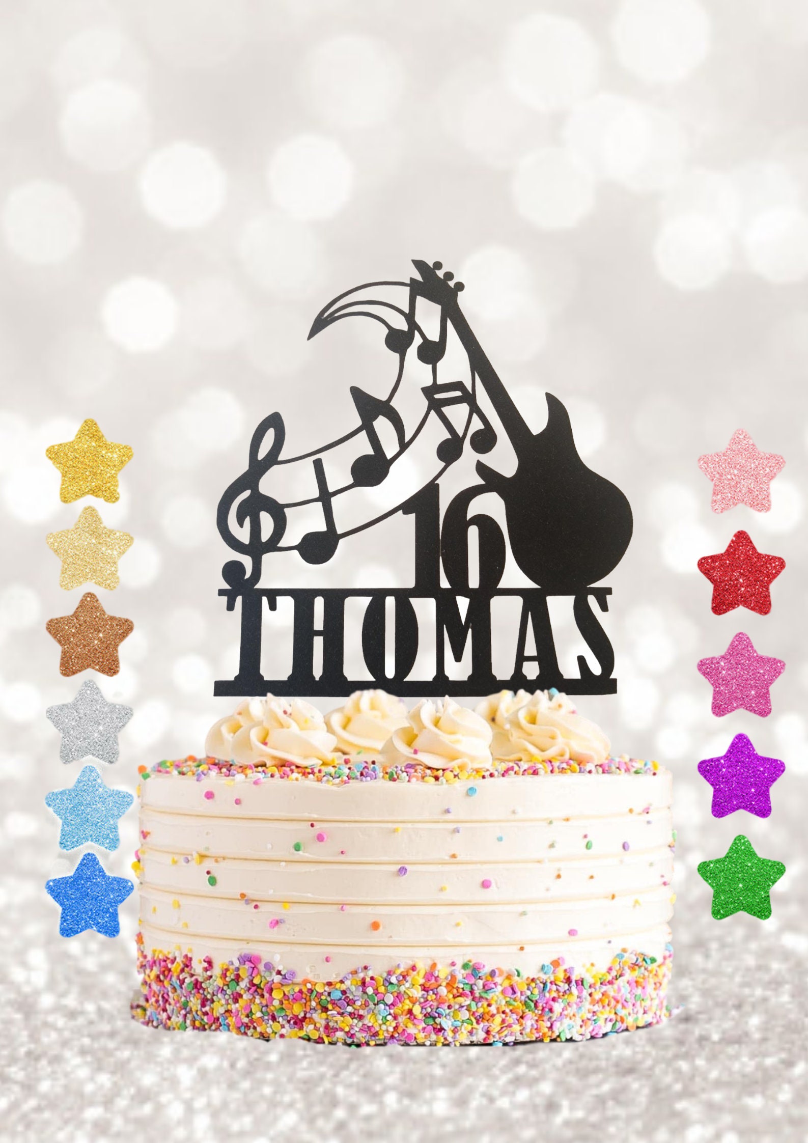 Personalised Name Age Guitar Music Cake Topper Custom Cake Etsy Ireland
