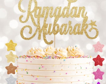 Ramadan Mubarak cake topper, Glitter happy Eid, hajj, ramadan,glitter cake topper,Mubarak cake topper,glitter cake topper,Eid party