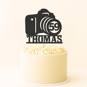 Personalized Glitter Camera Cake Topper: Photography Birthday Decoration