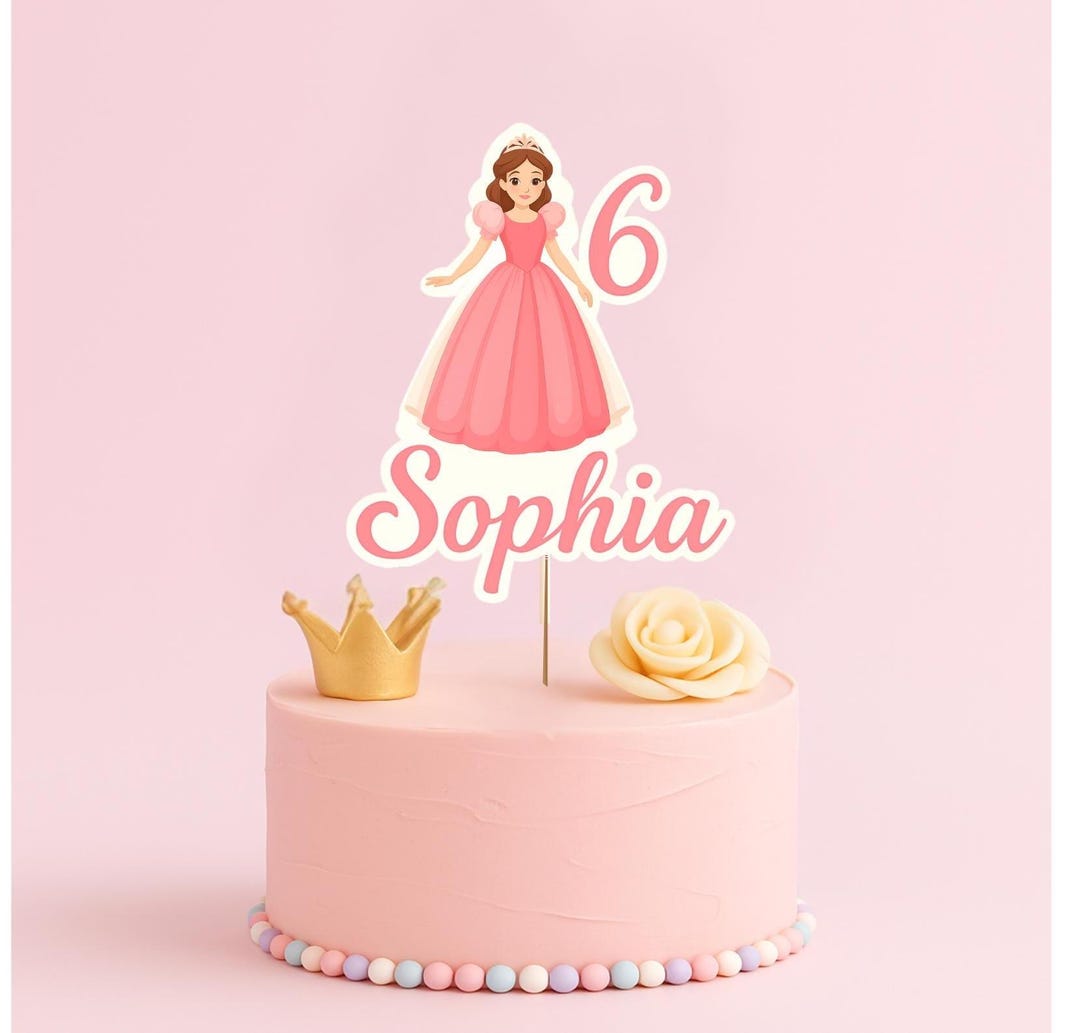 Personalised Princess Cake Topper With Name and Age Birthday Decoration ...