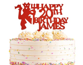 Personalizado Manchester Utd Diablo Cumpleaños Pastel Topper Brillo Doble Cara Personalizado Manchester Utd Diablo Cumpleaños Pastel Topper Brillo Doble Cara