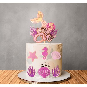 mermaid cake topper, mermaid party decor, under sea theme, girls birthday kit, ocean celebration, pastel party set, kids birthday decor, mermaid supplies, birthday banner set, party tableware, nautical theme, sea life decor, iridescent party, kids celebration, themed party kit