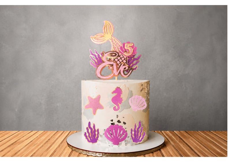 mermaid cake topper, mermaid party decor, under sea theme, girls birthday kit, ocean celebration, pastel party set, kids birthday decor, mermaid supplies, birthday banner set, party tableware, nautical theme, sea life decor, iridescent party, kids celebration, themed party kit