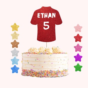 Personalized Football Shirt Glitter Cake Topper