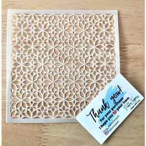 Flower Cake Stencil: Delicate Pattern, Reusable Mylar (14cm)