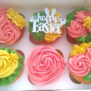 Easter cupcake topper-cake decorations - Easter Party Cake Topper-Easter Birthday Decor - Glitter Topper