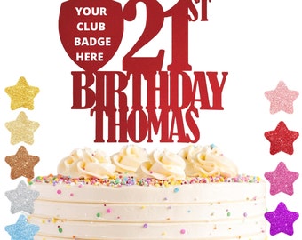 Personalizado Manchester Utd Diablo Cumpleaños Pastel Topper Brillo Doble Cara Personalizado Manchester Utd Diablo Cumpleaños Pastel Topper Brillo Doble Cara