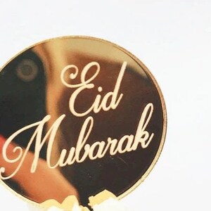 Eid Mubarak Acrylic Cupcake Topper Gold, Silver and Rose Gold Ramadan Cupcake Topper for Hajj Mubarak, eid cupcake decoration
